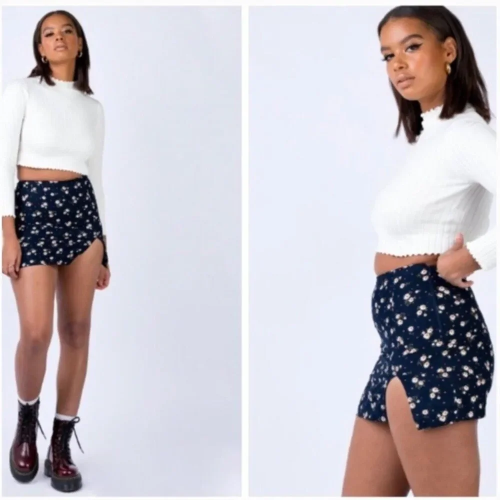 Princess Polly NWT Luisa Daisy Floral 90s Corduroy Mini Skirt